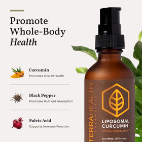 Vue arrière du flacon de Curcuma Liposomal