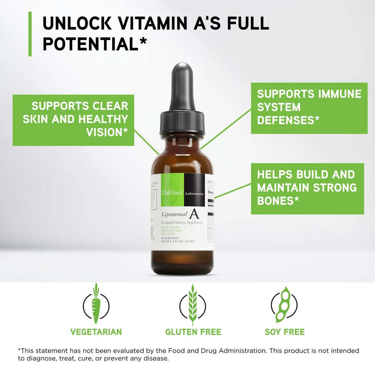 Vue arrière du flacon de DAVINCI Liposomal A 30 ml