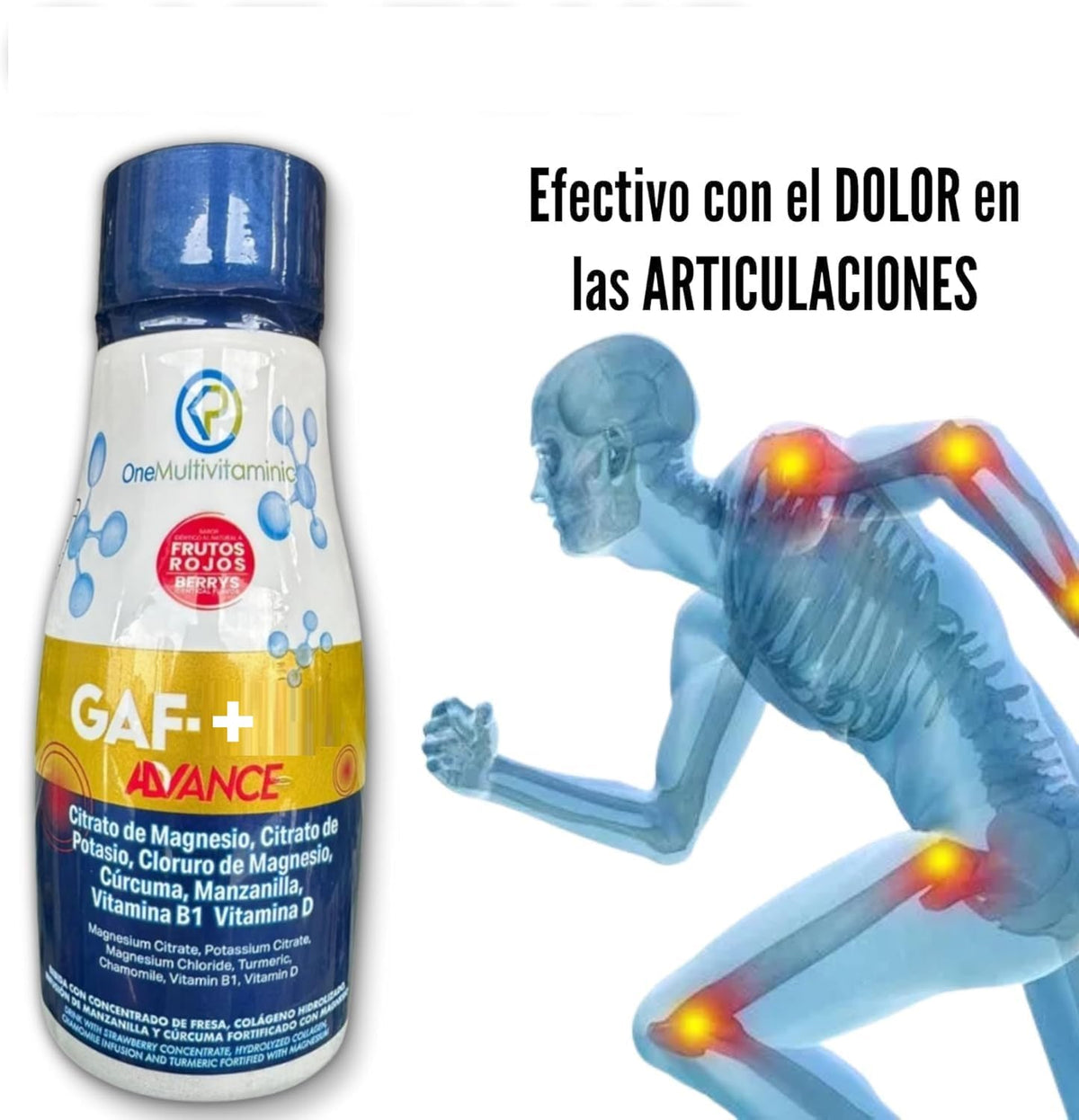 Vue arrière du flacon de Gaf Multivitamine montrant les ingrédients