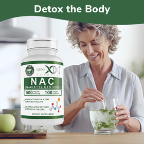 Vue arrière du flacon de Genex Formulas NAC 500mg