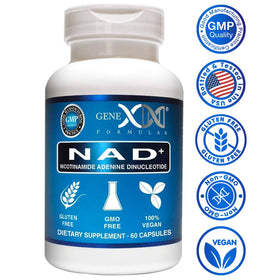 Vue arrière du flacon de Genex Formulas NAD+ 250mg