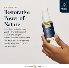 Vue arrière du flacon de Glutathione Liposomal Quicksilver Scientific 50 ml