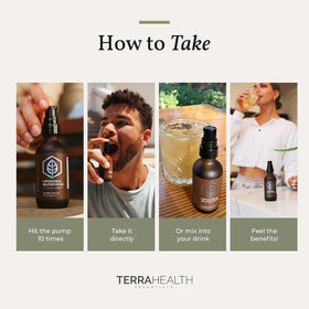 Vue arrière du flacon de Glutathione Liposomal Terra Health Essentials