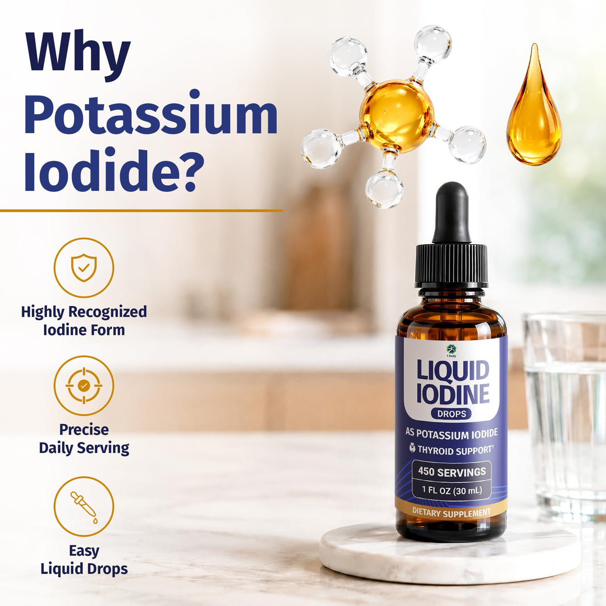 Vue arrière du flacon de gouttes liquides d'iode 1 Body