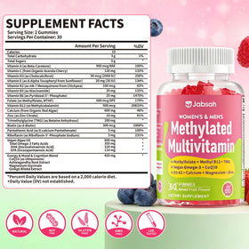 Vue arrière du flacon de gummies multivitamines Jabsah