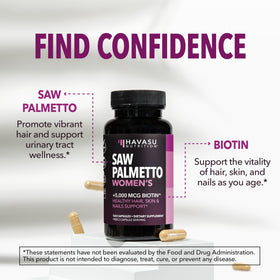 Vue arrière du flacon de HAVASU NUTRITION Saw Palmetto Femme