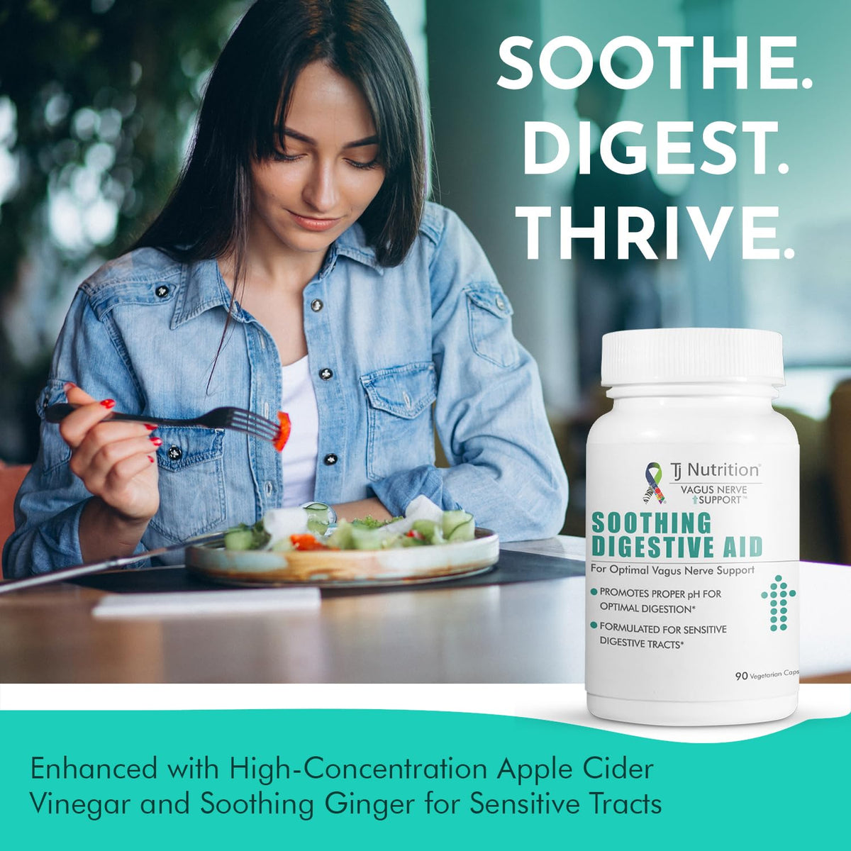 Vue arrière du flacon de l'Aide daily Vagus Nerve de TJ Nutrition
