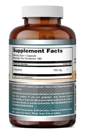 Vue arrière du flacon de L-Citrulline Amazing Nutrition