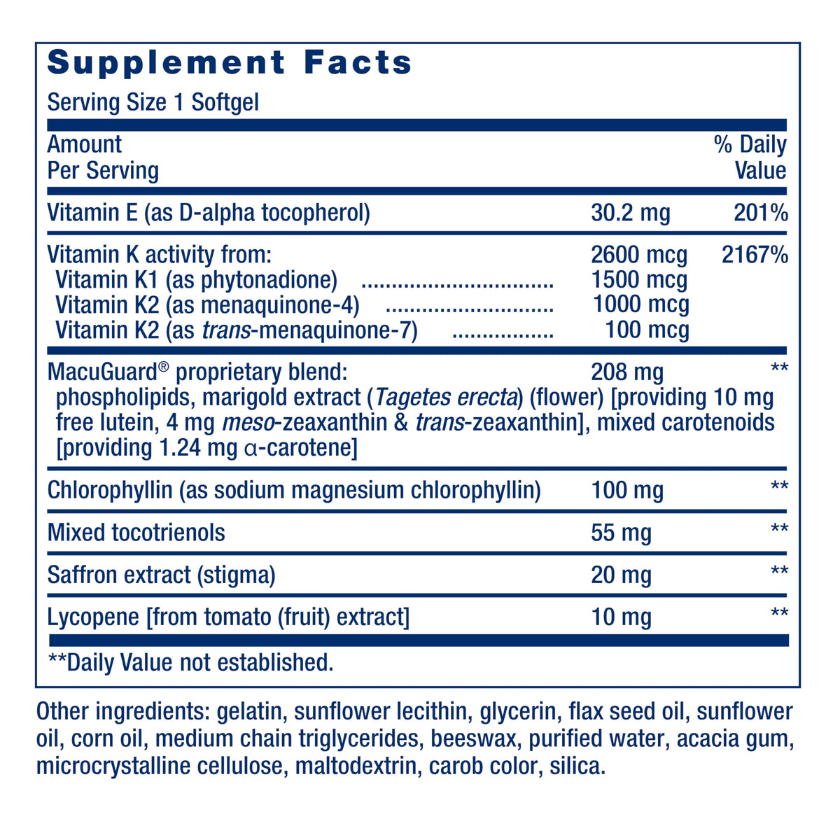 Vue arrière du flacon de Life Extension Once-Daily Health support