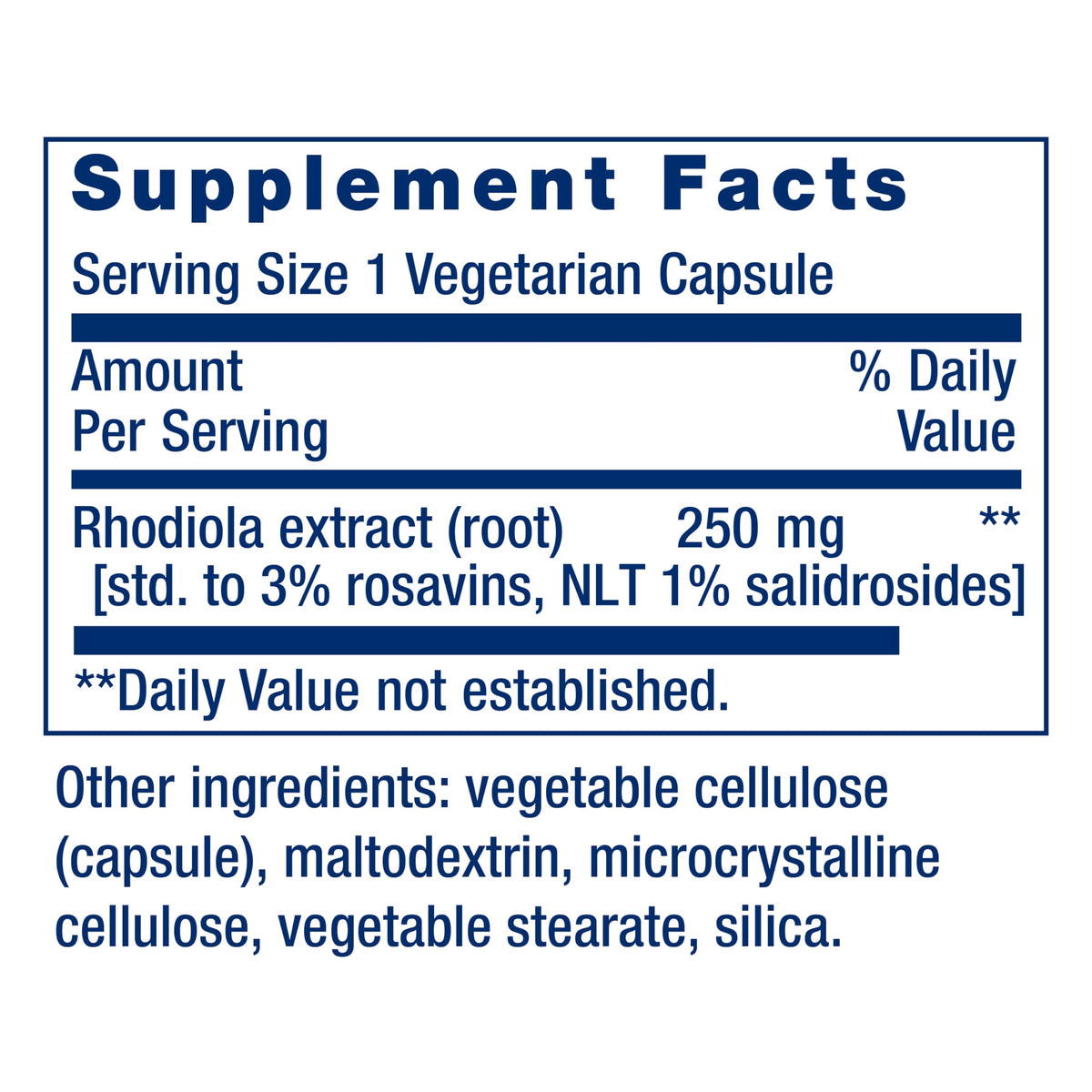 Vue arrière du flacon de Life Extension Rhodiola Extract