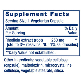 Vue arrière du flacon de Life Extension Rhodiola Extract