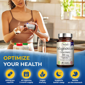 Vue arrière du flacon de Magnésium Glycinate 200mg