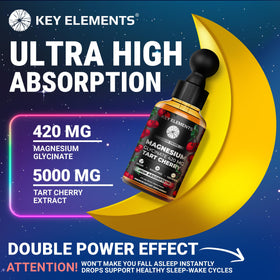 Vue arrière du flacon de magnésium glycinate liquide KEY ELEMENTS
