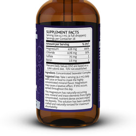 Vue arrière du flacon de magnésium liquide Sunwarrior