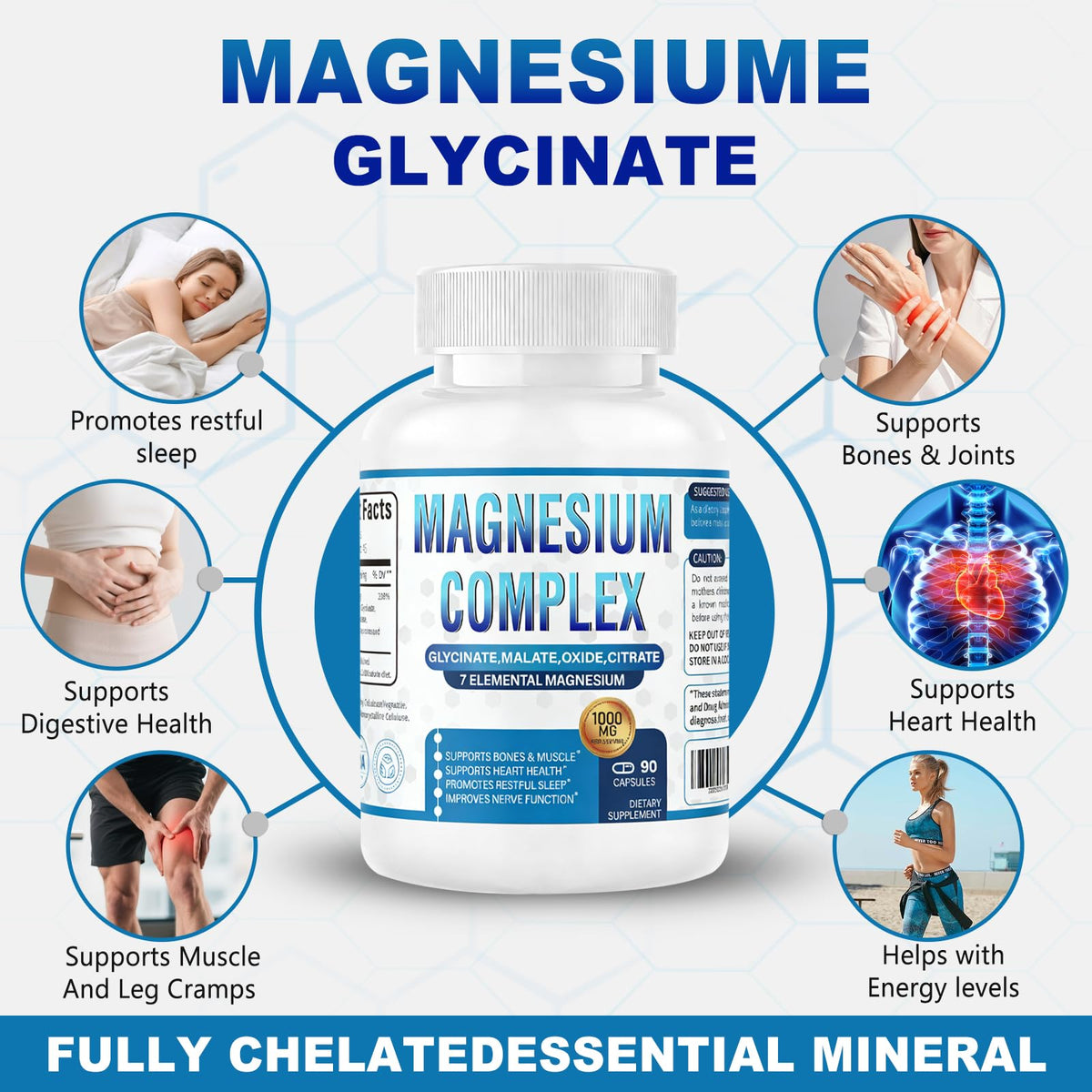 Vue arrière du flacon de magnésium QSQSRUCH avec informations nutritionnelles