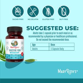 Vue arrière du flacon de MARYRUTH'S Enzymes Alimentaires daily