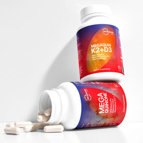 Vue arrière du flacon de Microbiome Labs MegaQuin D3 + K2