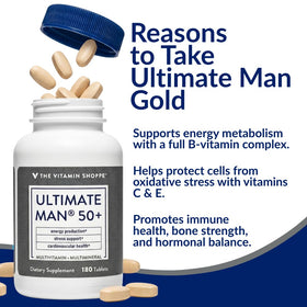 Vue arrière du flacon de Multivitamine Homme 50+ de The Vitamin Shoppe