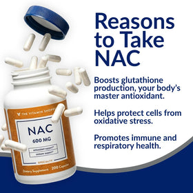 Vue arrière du flacon de NAC 600mg de The Vitamin Shoppe