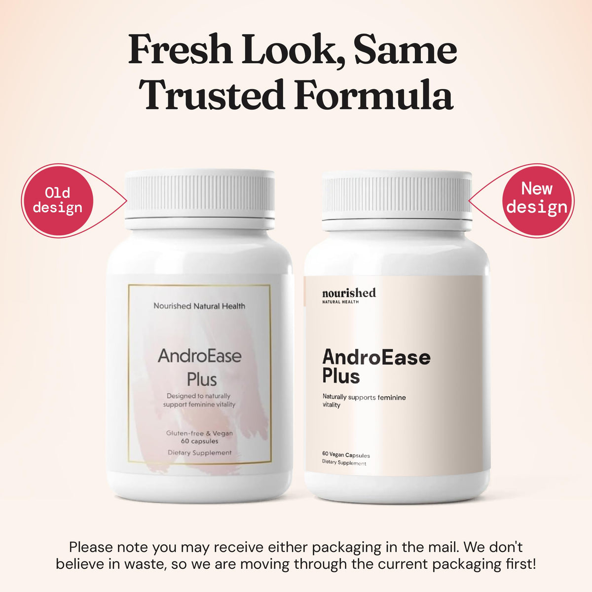 Vue arrière du flacon de Nourished AndroEase Plus