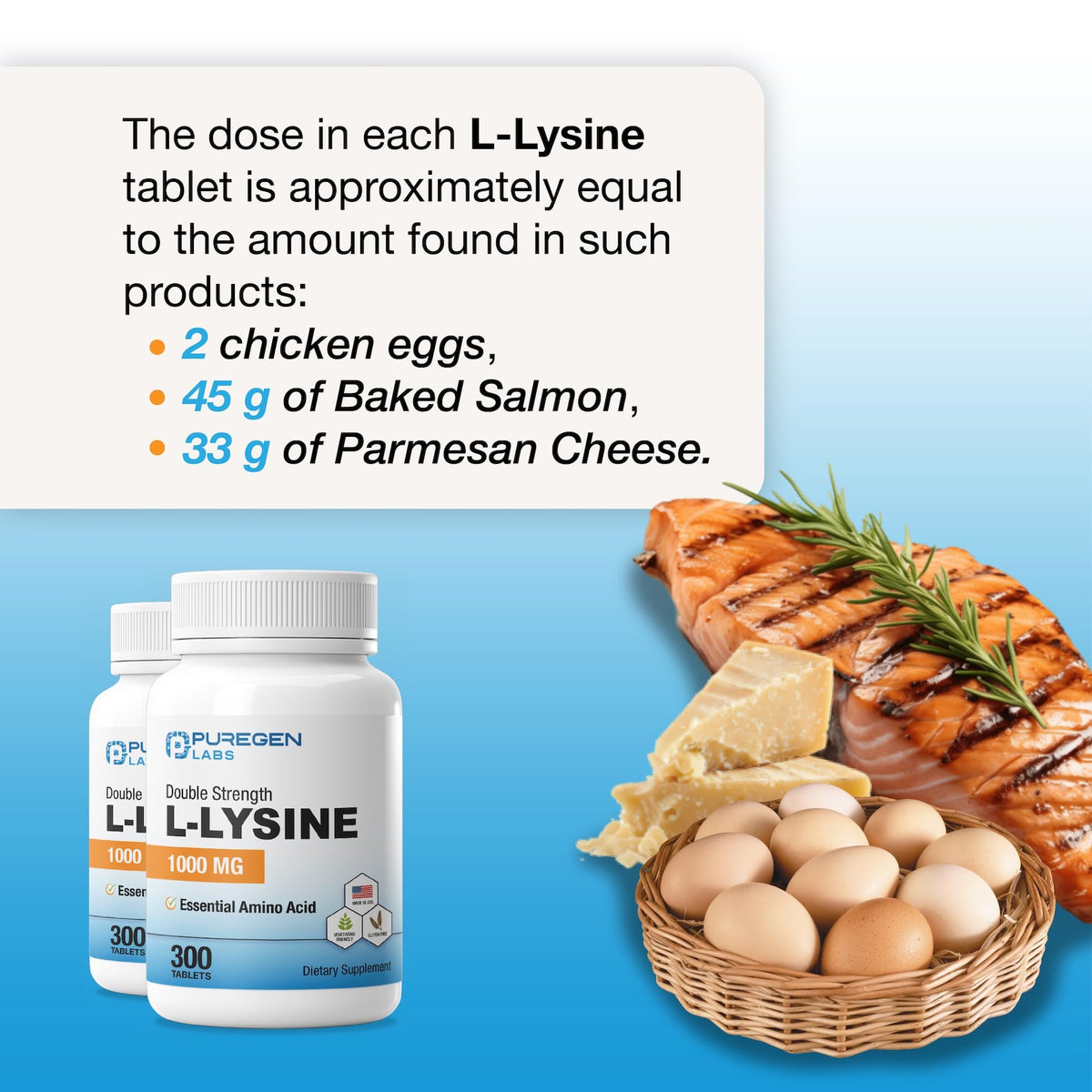 Vue arrière du flacon de P Puregen Labs L-Lysine 1000 MG