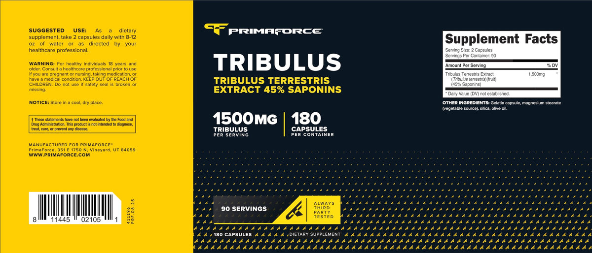 Vue arrière du flacon de Primaforce Tribulus Terrestris