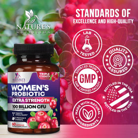 Vue arrière du flacon de Probiotiques Femmes Nature's Nutrition