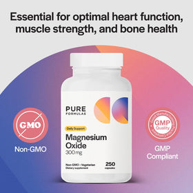 Vue arrière du flacon de PureFormulas Magnésium Oxyde 300 mg