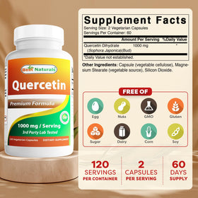 Vue arrière du flacon de Quercetine Best Naturals