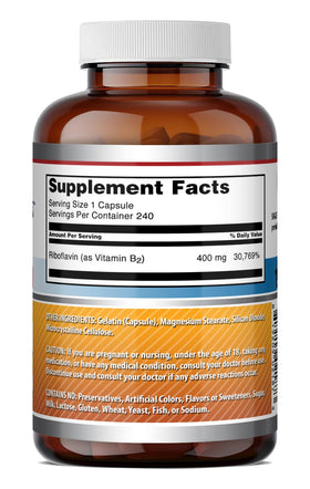 Vue arrière du flacon de riboflavine Amazing Nutrition