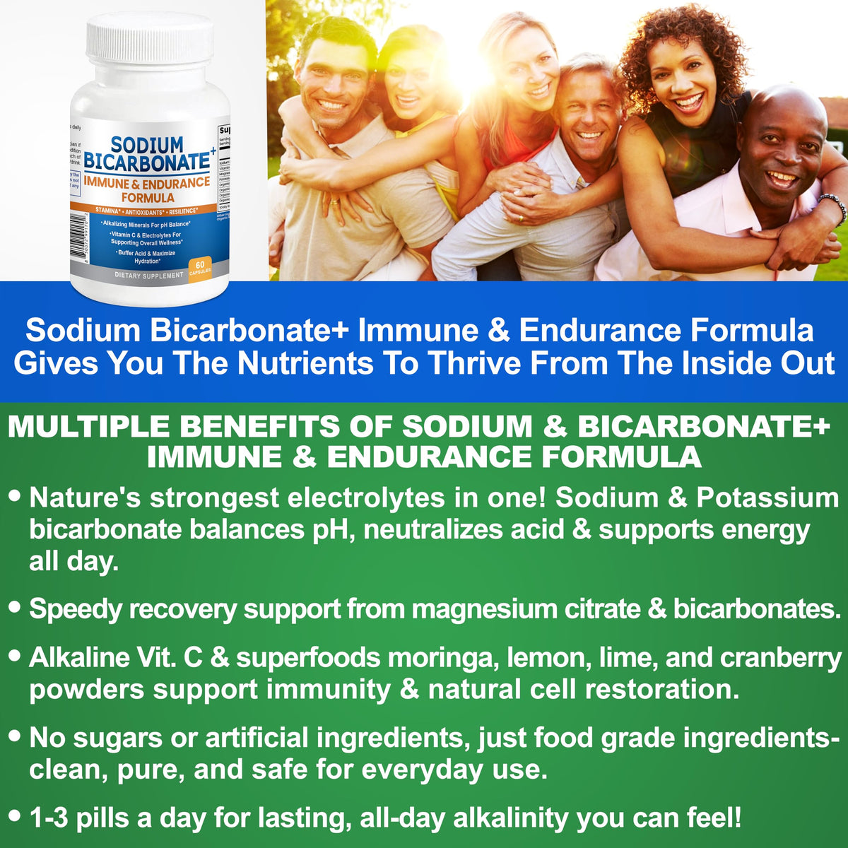 Vue arrière du flacon de Sodium Bicarbonate+ de Kidney Restore