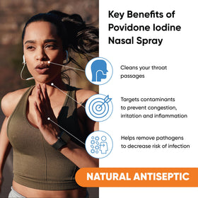 Vue arrière du flacon de spray de gorge VIRALDINE 1,5% Povidone-Iode