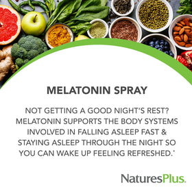 Vue arrière du flacon de spray de mélatonine NaturesPlus