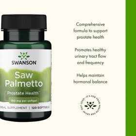 Vue arrière du flacon de Swanson Saw Palmetto 160 mg