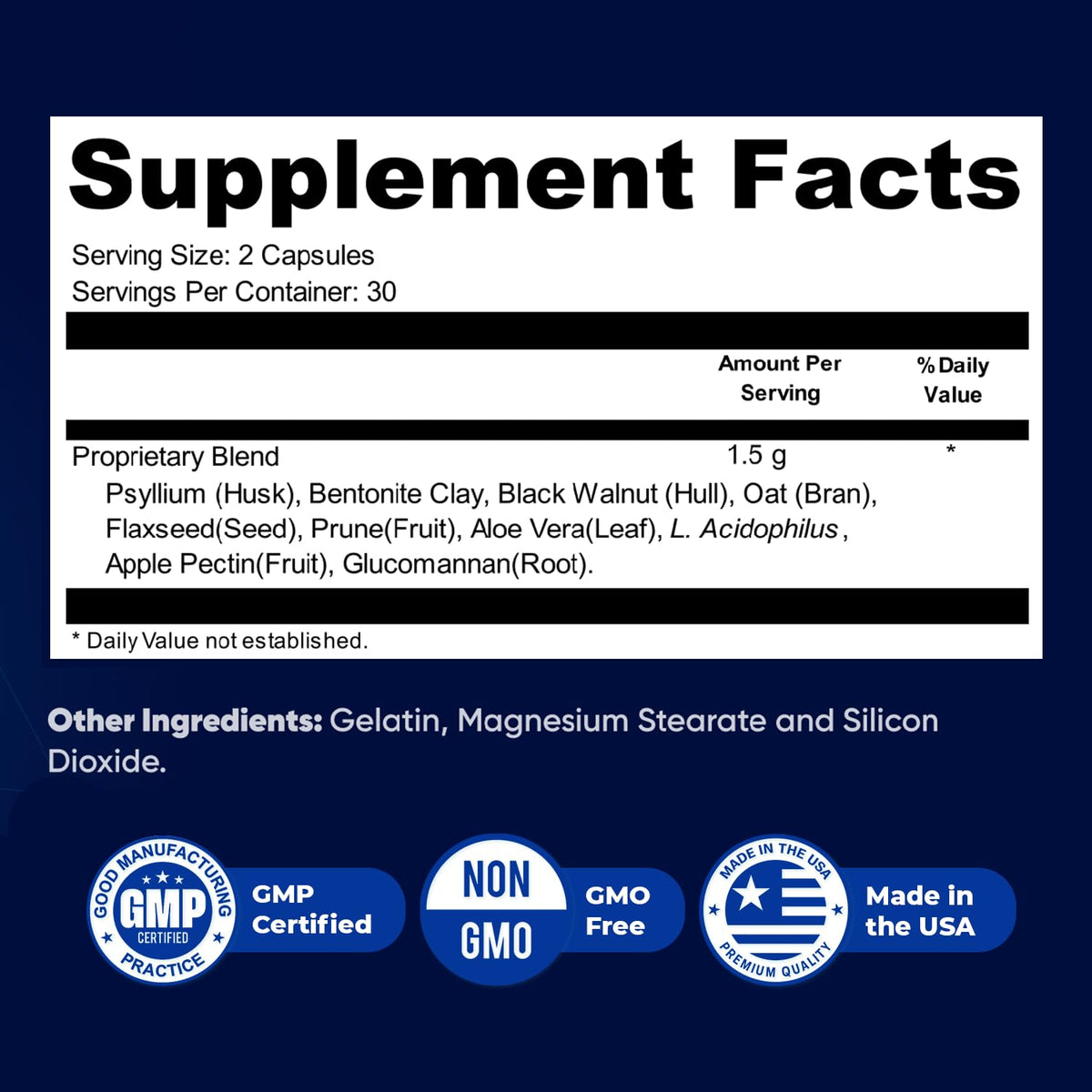 Vue arrière du flacon de Synogut avec informations nutritionnelles