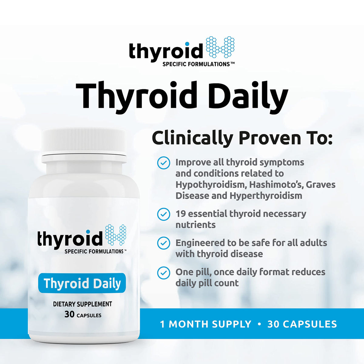 Vue arrière du flacon de Thyroid Daily montrant les informations nutritionnelles