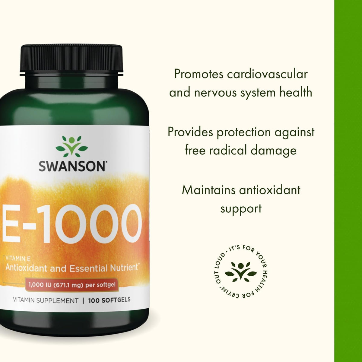 Vue arrière du flacon de Vitamine E D-Alpha Swanson