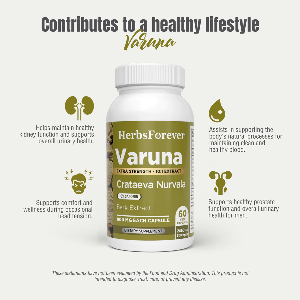 Vue arrière du flacon des capsules Varuna, ingrédients listés
