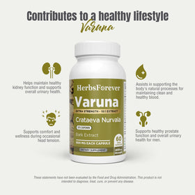 Vue arrière du flacon des capsules Varuna, ingrédients listés
