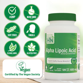 Vue arrière du flacon Health Thru Nutrition Acide Alpha Lipoïque