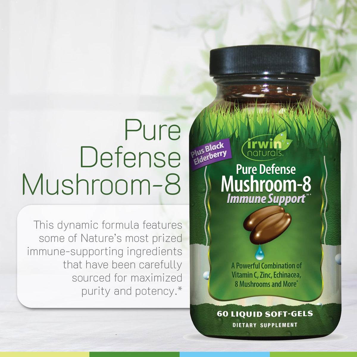 Vue arrière du flacon Irwin Naturals Pure Defense Champignon-8