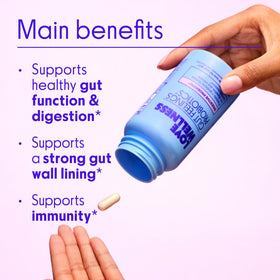 Vue arrière du flacon Love Wellness Probiotique Gut Feelings