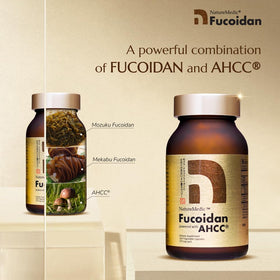 Vue arrière du flacon NatureMedic Fucoidan avec AHCC®