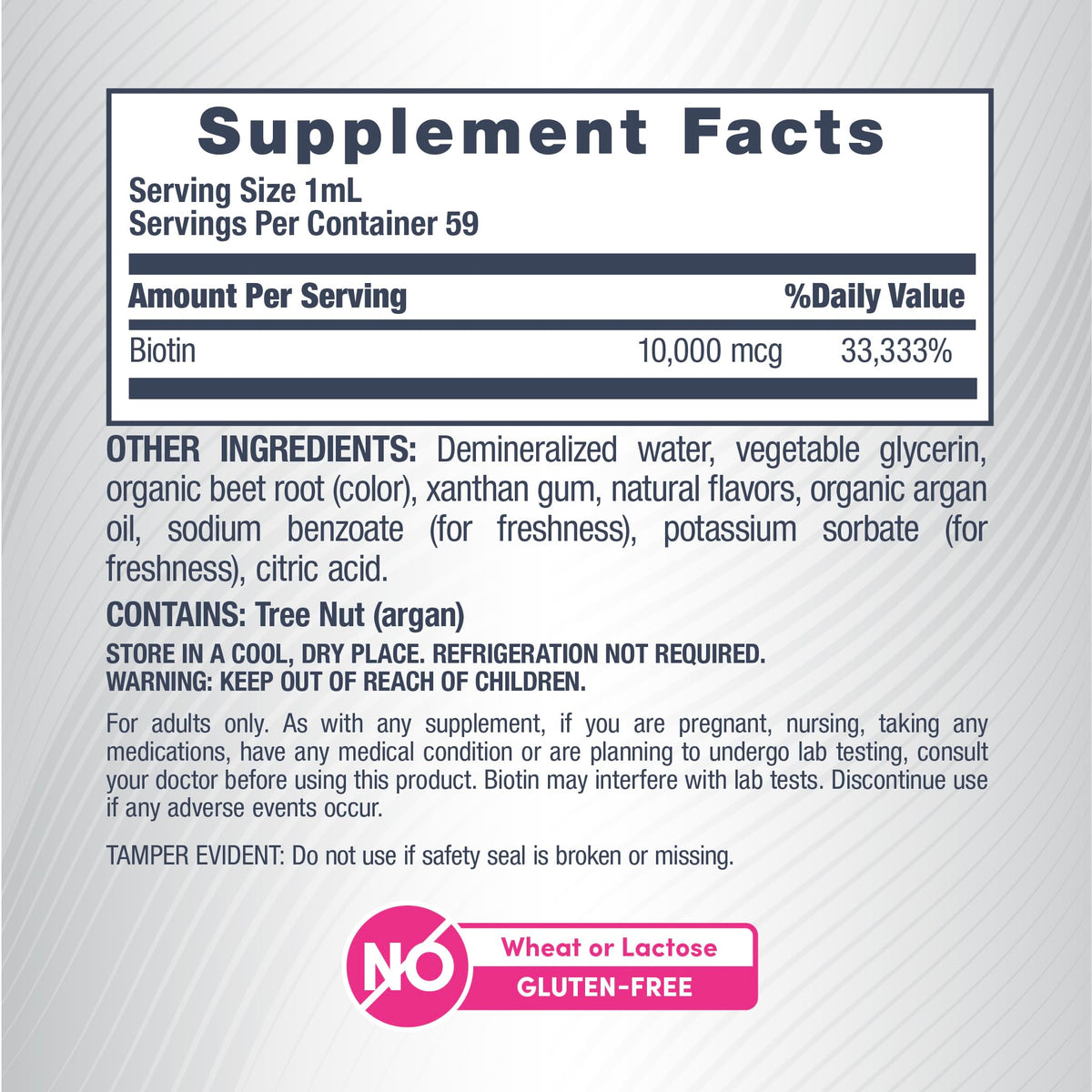 Vue arrière du flacon NeoCell Biotin Liquide