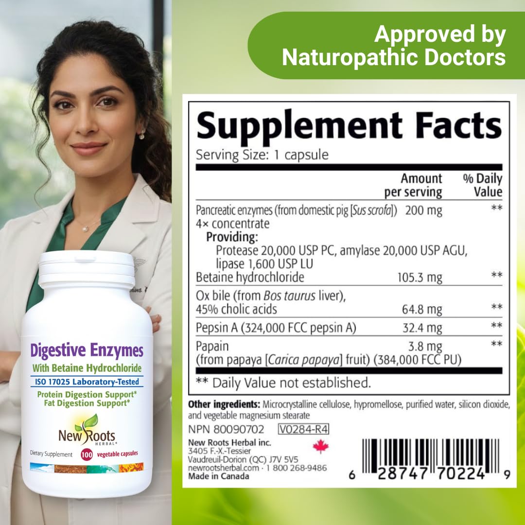 Vue arrière du flacon NEW ROOTS HERBAL Enzymes daily