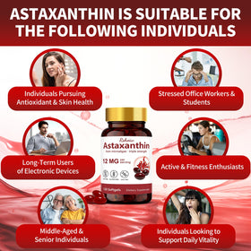 Vue arrière du flacon Rshoiw Astaxanthin 12mg