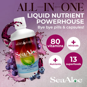 Vue arrière du flacon SeaAloe montrant les ingrédients