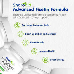 Vue arrière du flacon Sharoaid Fisetin, informations nutritionnelles
