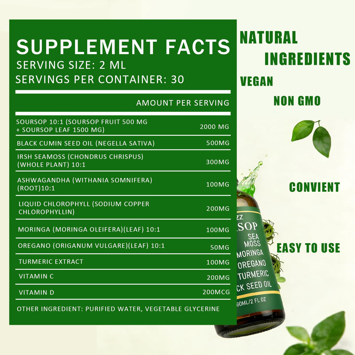 Vue arrière du flacon Soursop Bitters de LIMYGOO