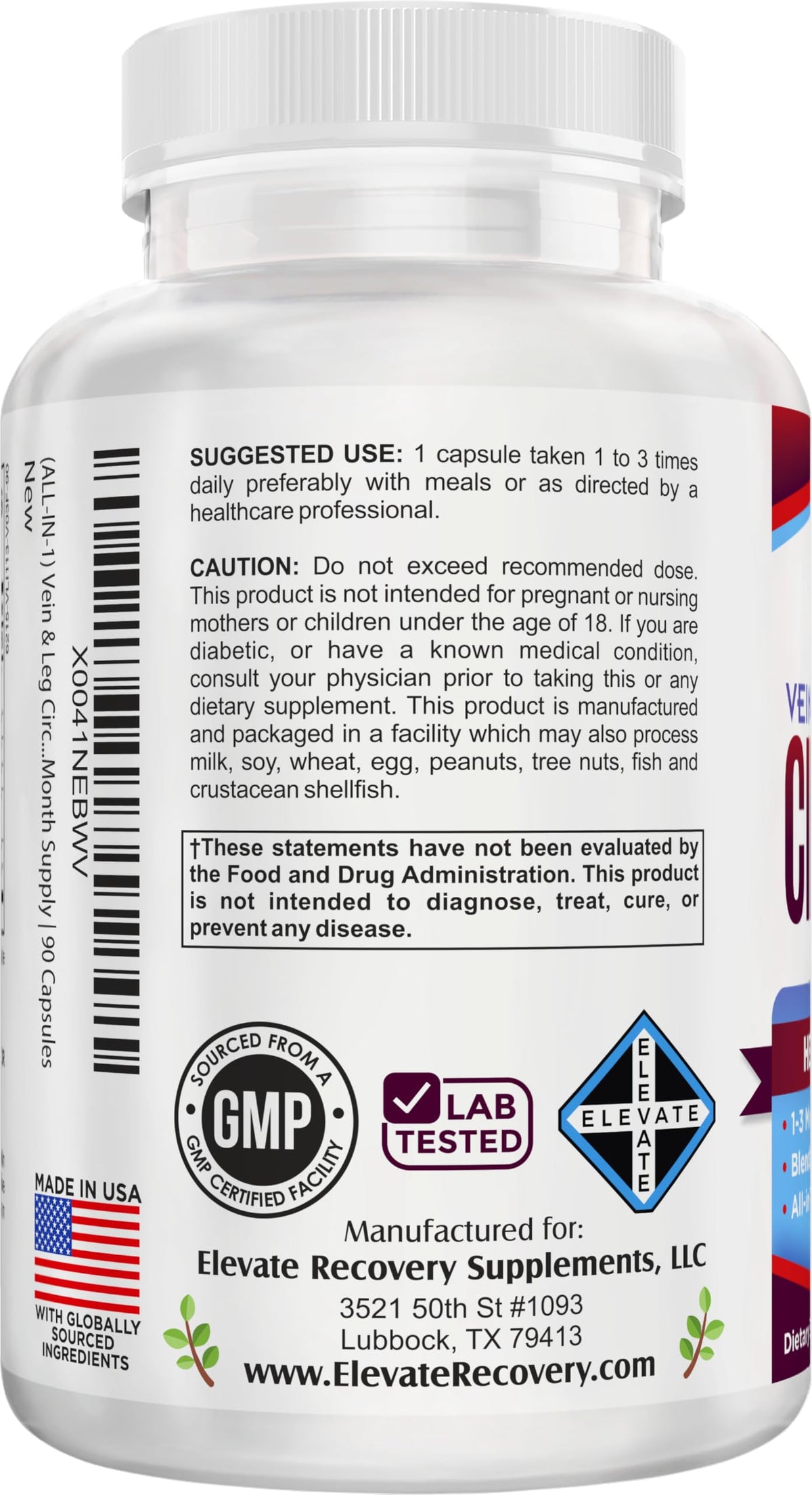 Vue arrière du flacon support use 8-en-1 90 capsules